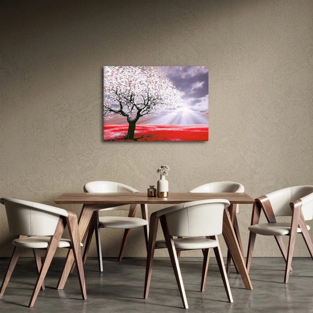 Červený obraz stromu (70x50 cm)