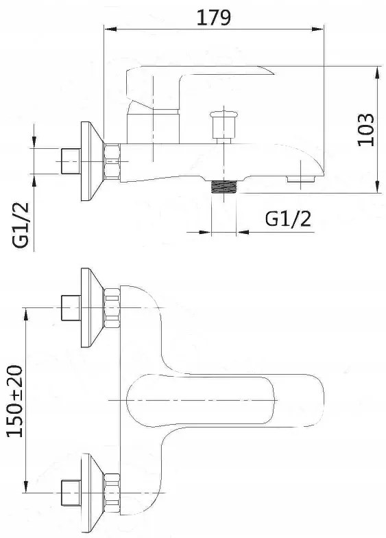 Invena Siros, vaňová batéria, chrómová, BW-90-001-A