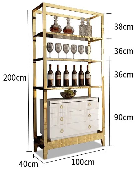 LUXUSNÁ VITRÍNA MARINETTE BIELY LESK + ZLATÁ