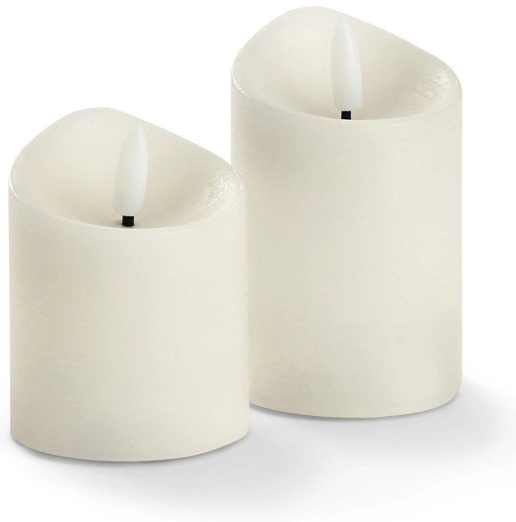 Sviečky z pravého vosku s LED, 2 ks, krémové