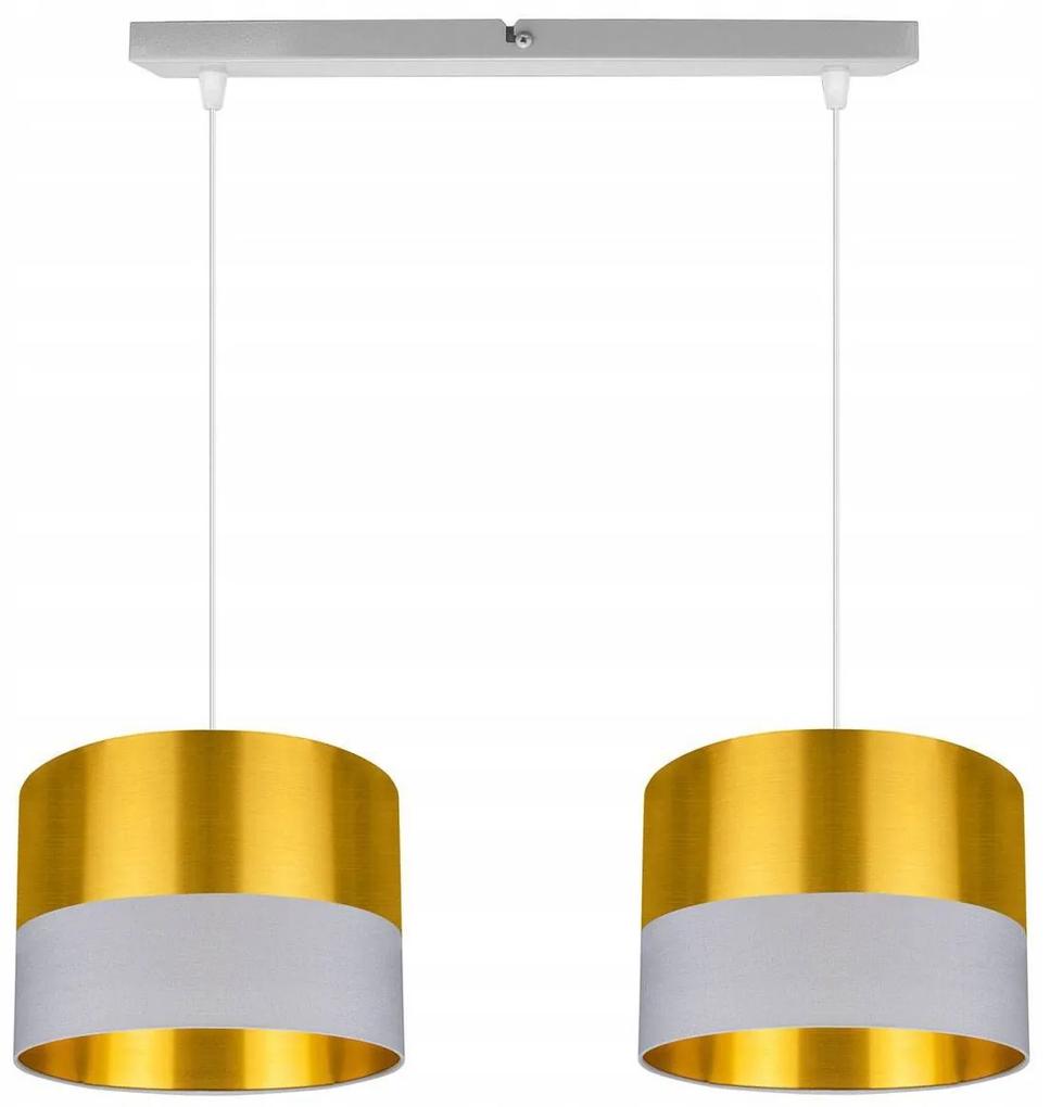 Závesné svietidlo GOLDEN, 2x zlaté textilné tienidlo (mix 2 farieb), (výber z 2 farieb konštrukcie)