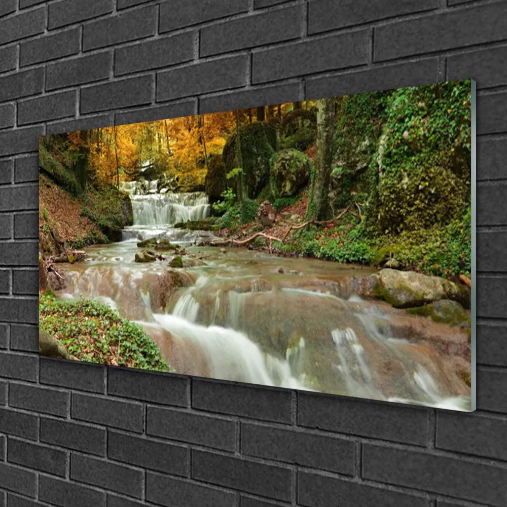 Skleneny obraz Vodopád les príroda 140x70 cm