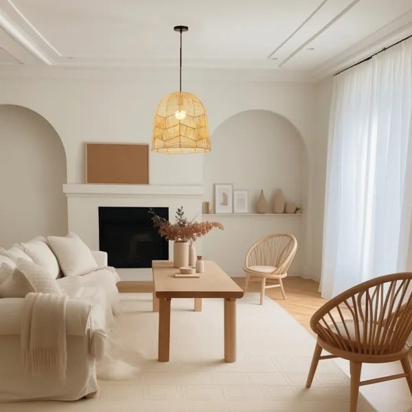 Immax 08263L - Luster na lanku PELO 1xE27/40W/230V pr. 50 cm ratan