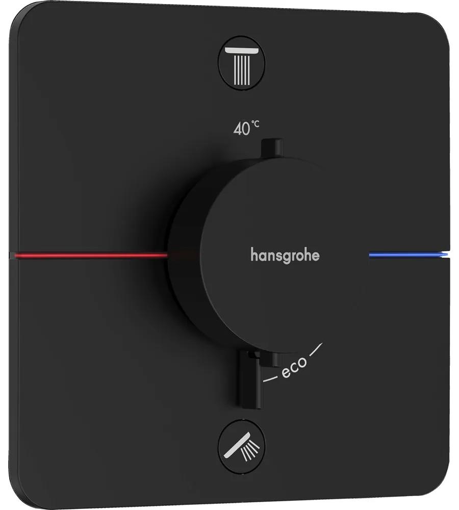 HANSGROHE ShowerSelect Comfort Q termostat pod omietku pre 2 spotrebiče, so zabudovanou bezpečnostnou kombináciou podľa EN1717, matná čierna, 15586670