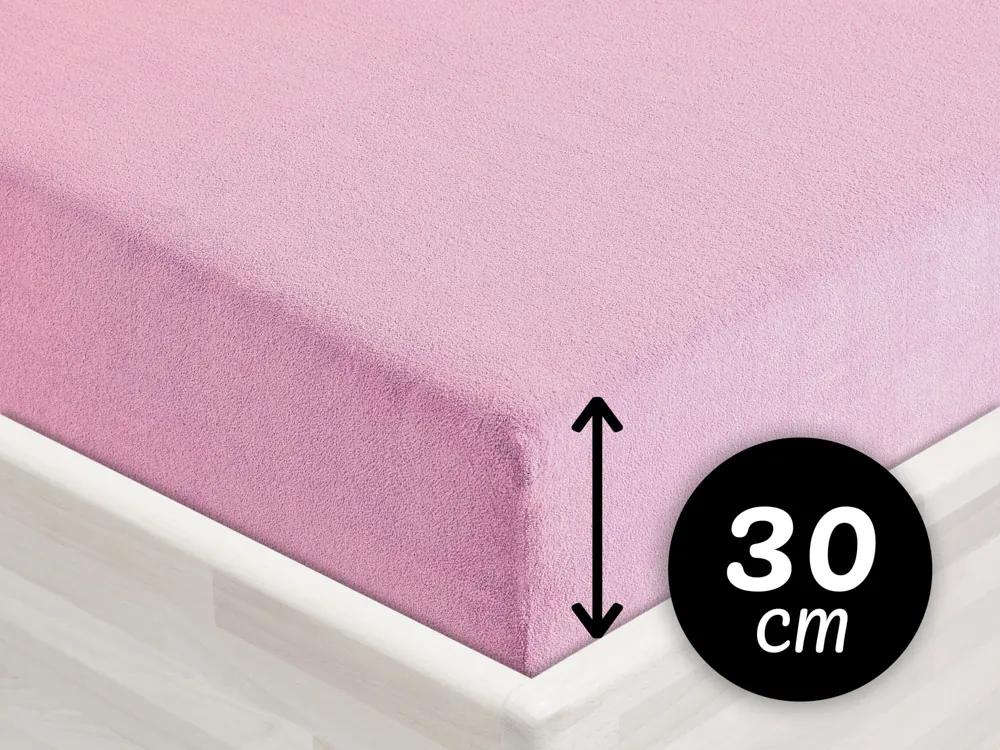 Froté napínacie prestieradlo na vysoký matrac FR-008 Ružová lila 100 x 200 - výška 30 cm