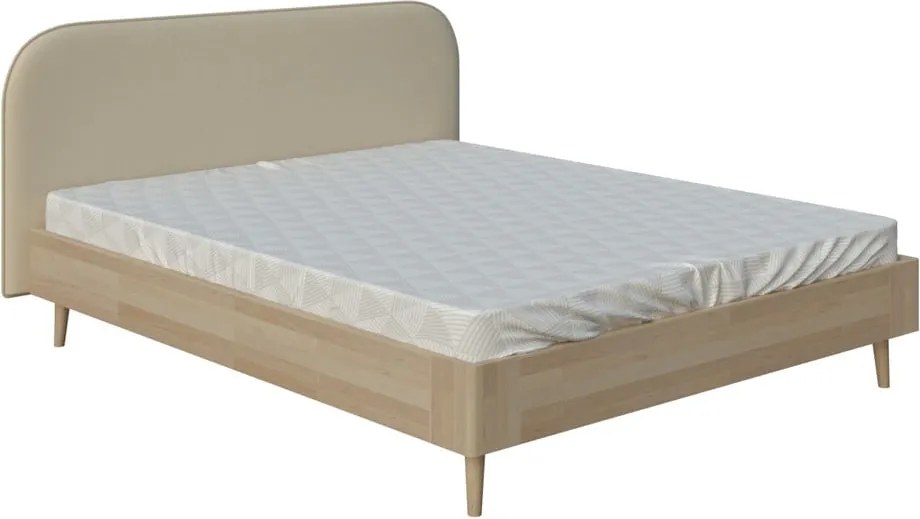 Béžová dvojlôžková posteľ PreSpánok Lagom Plain Wood, 180 x 200 cm