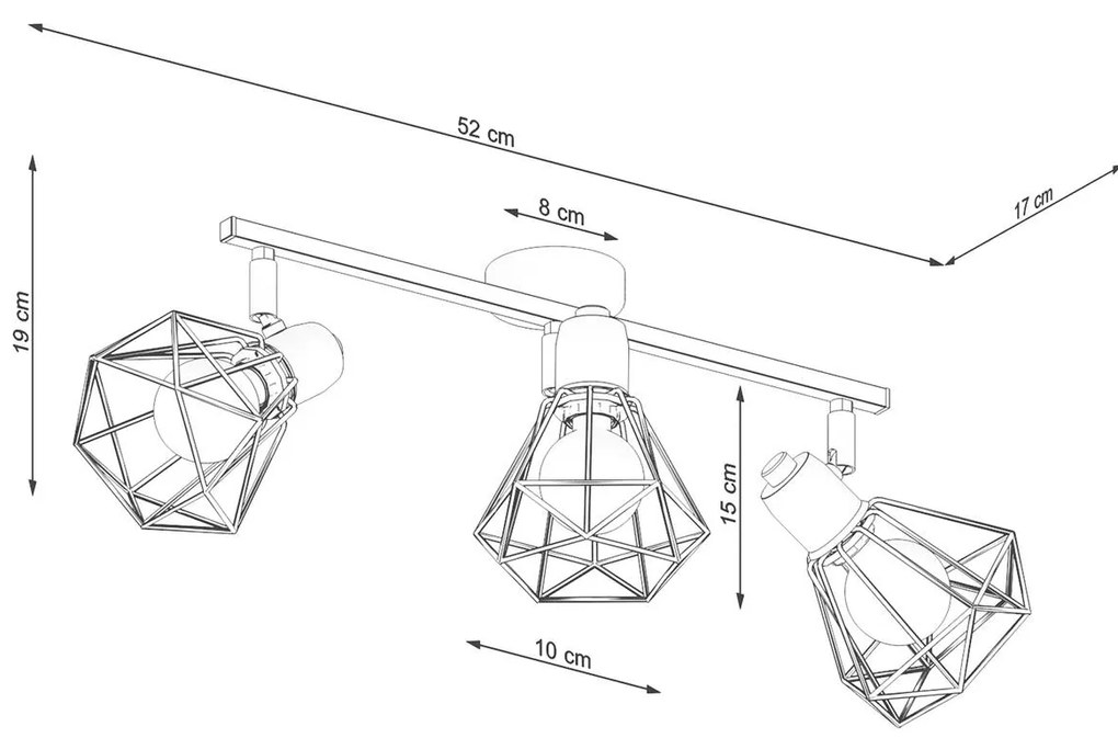 Bodové svietidlo Artemis, 3x biele Drôt || Kovené tienidlo, (môžnosť polohovania)