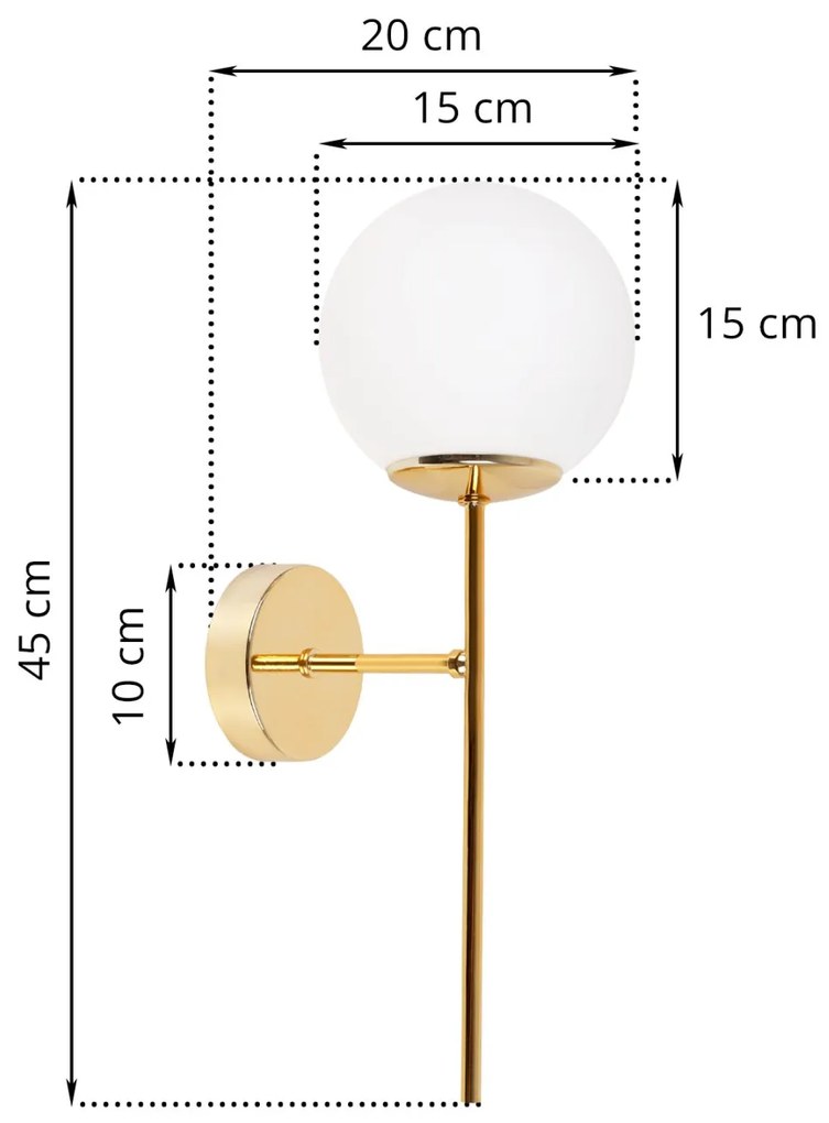 Light Home Nástenné svietidlo Florence, 1x biele sklenené tienidlo, G