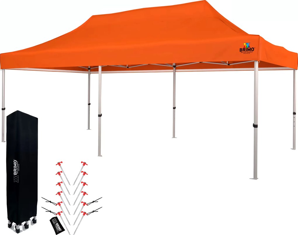 BRIMO Nožnicový párty stan EXCLUSIVE ALU 3x6 m bez stien oranžový