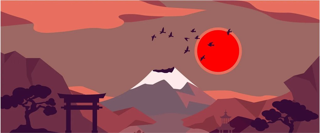Obraz - Ilustrácie hory Fuji (120x50 cm)
