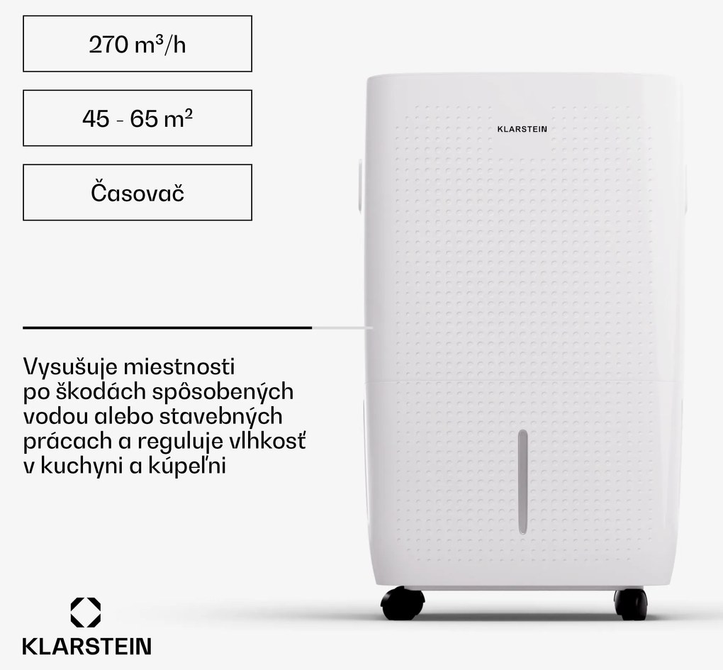 Klarstein DryFy Pro Connect Smart, Odvlhčovač vzduchu, WiFi, Kompresný, 60l/24h, 45-65m²