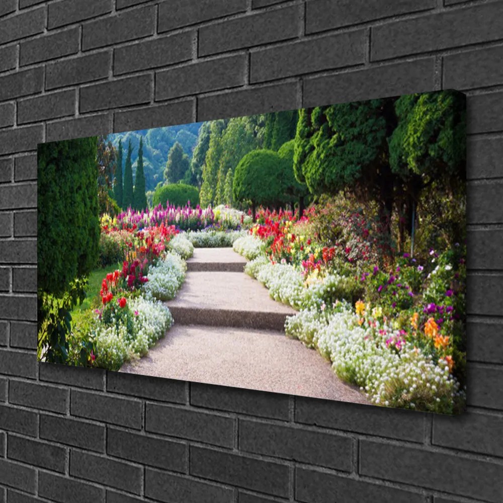 Obraz Canvas Park kvety schody záhrada 125x50 cm