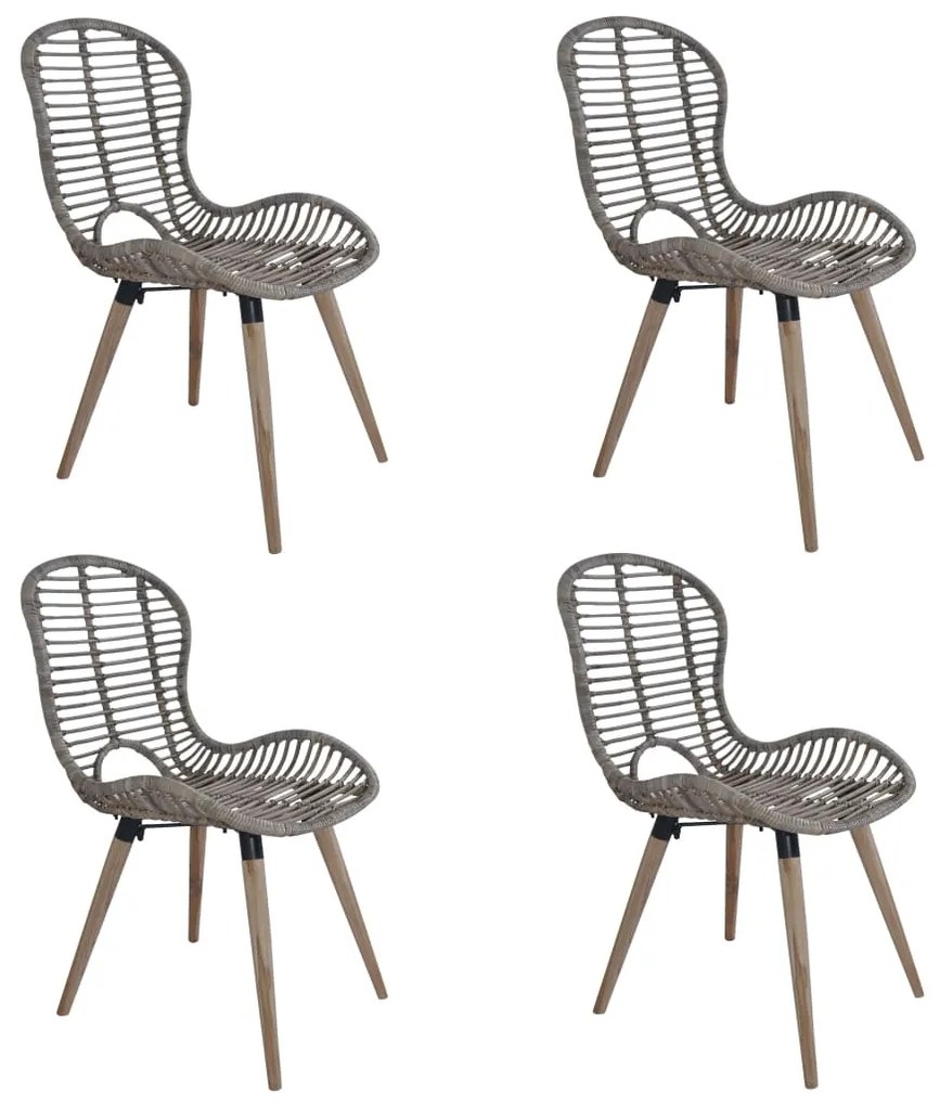 vidaXL Jedálenské stoličky 4 ks, hnedé, prírodný ratan