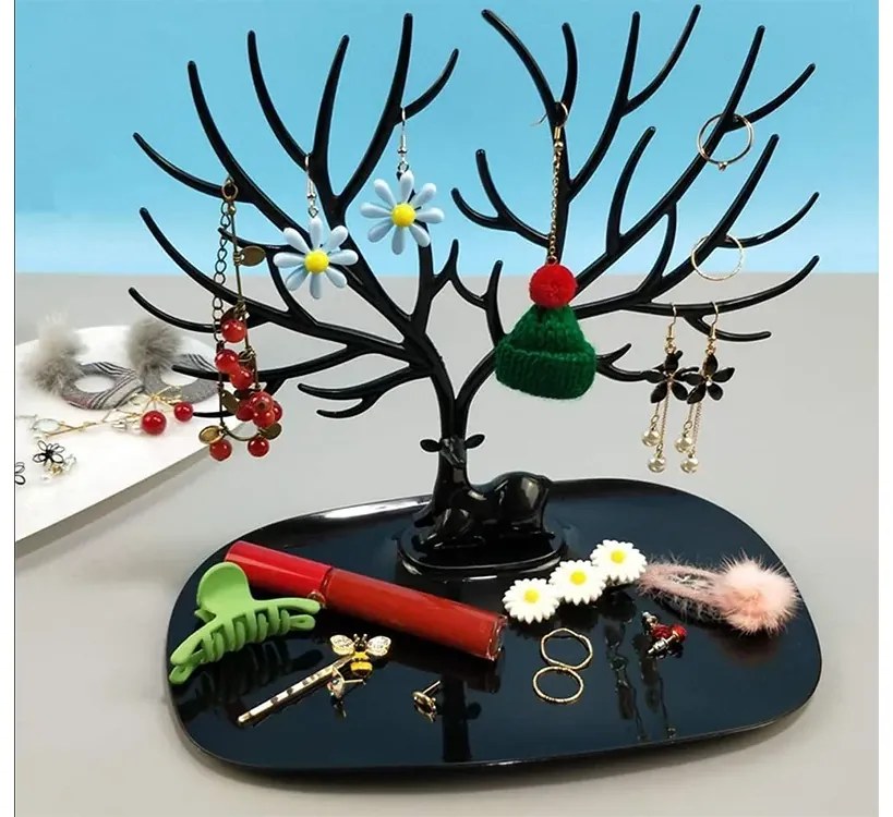 VERK GROUP Organizér a stojan na šperky, šperkovnice, JELEN - ČERNÝ