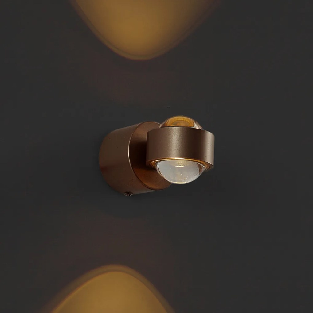 Dizajnové nástenné svietidlo tmavý bronz vrátane LED IP44 - Lens