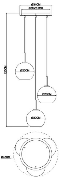 Globo 15462H1 - Luster na lanku ADARA 3xE27/60W/230V