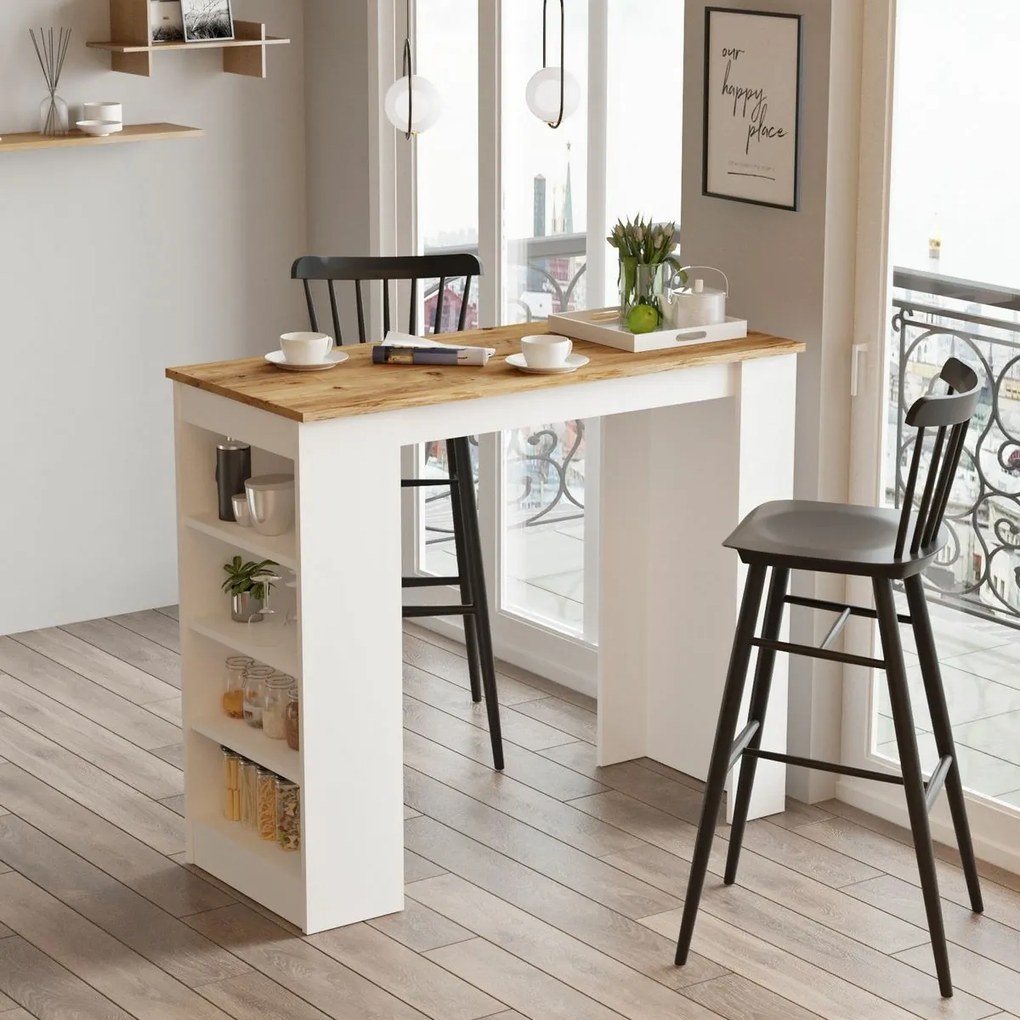 Barový stôl Lux White a Atlantic Pine