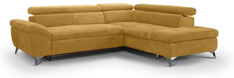 Rozkladacia rohová sedacia súprava SALERNO pravá žltá do tvaru L