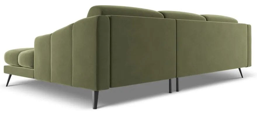 Zelená zamatová rohová pohovka (pravý roh) Nalu – Makamii