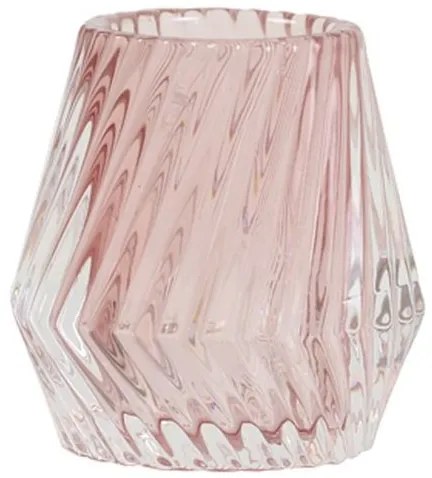 Ružový sklenený svietnik Keanu pink - Ø 8,5*8,5 cm
