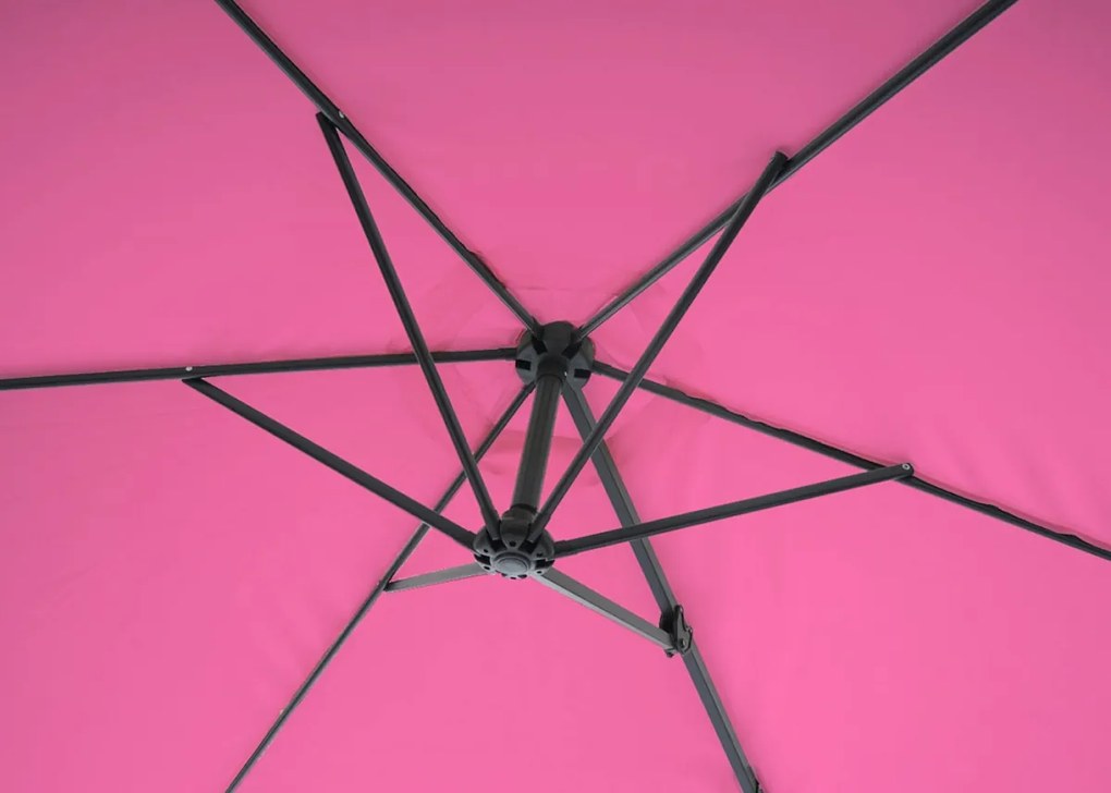 Nástenný slnečník Casoria 3 m polyester hliník/oceľ - ružovo-červená