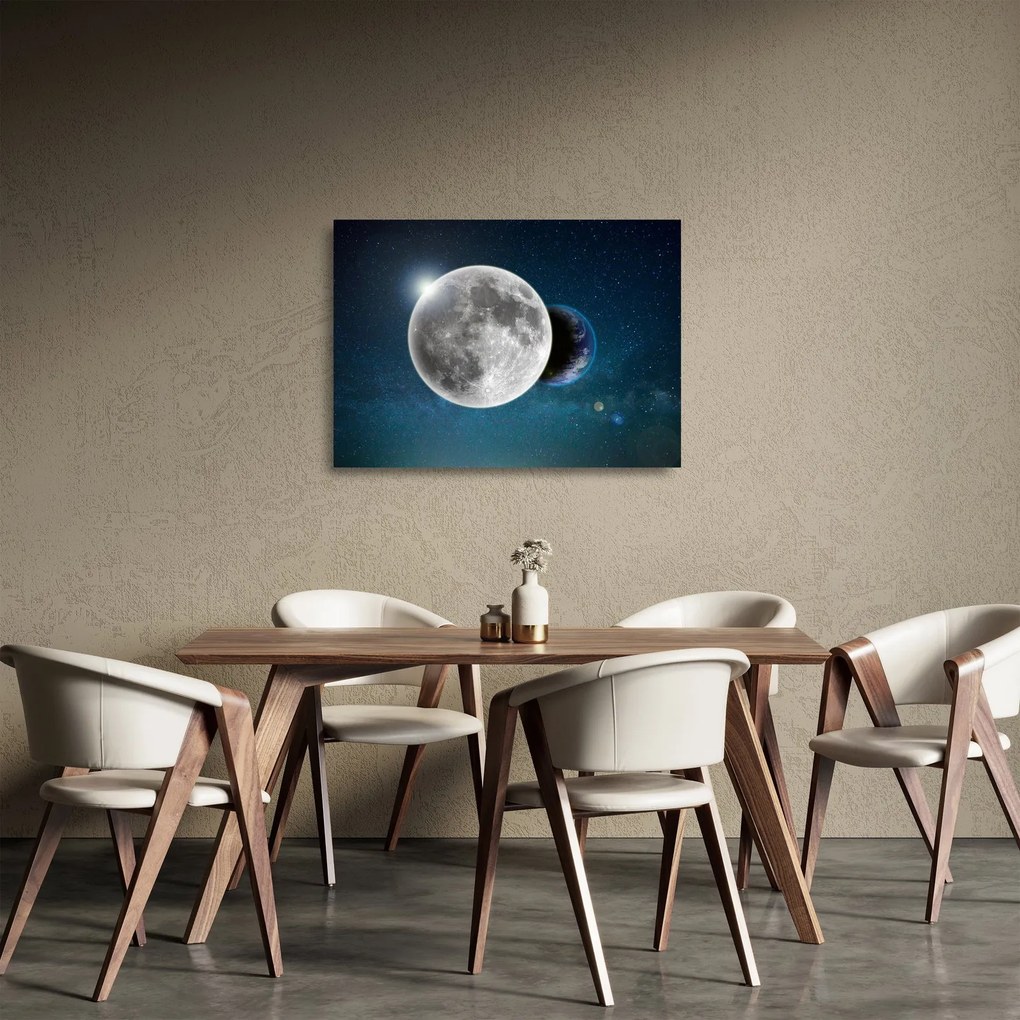 Sklenený obraz - Zem v zákryte Mesiaca (70x50 cm)