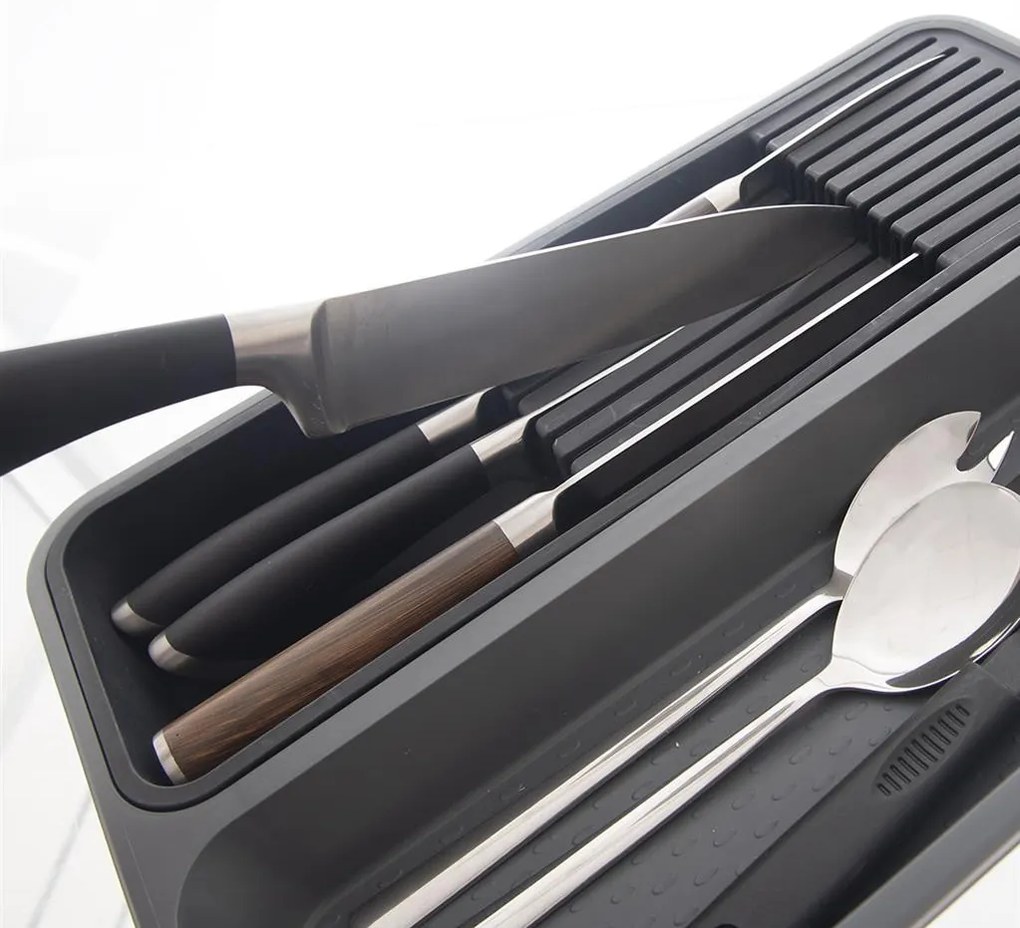Organizér do zásuvky, príborník 2v1 GREY na varešky a nože 40 x 26,5 cm