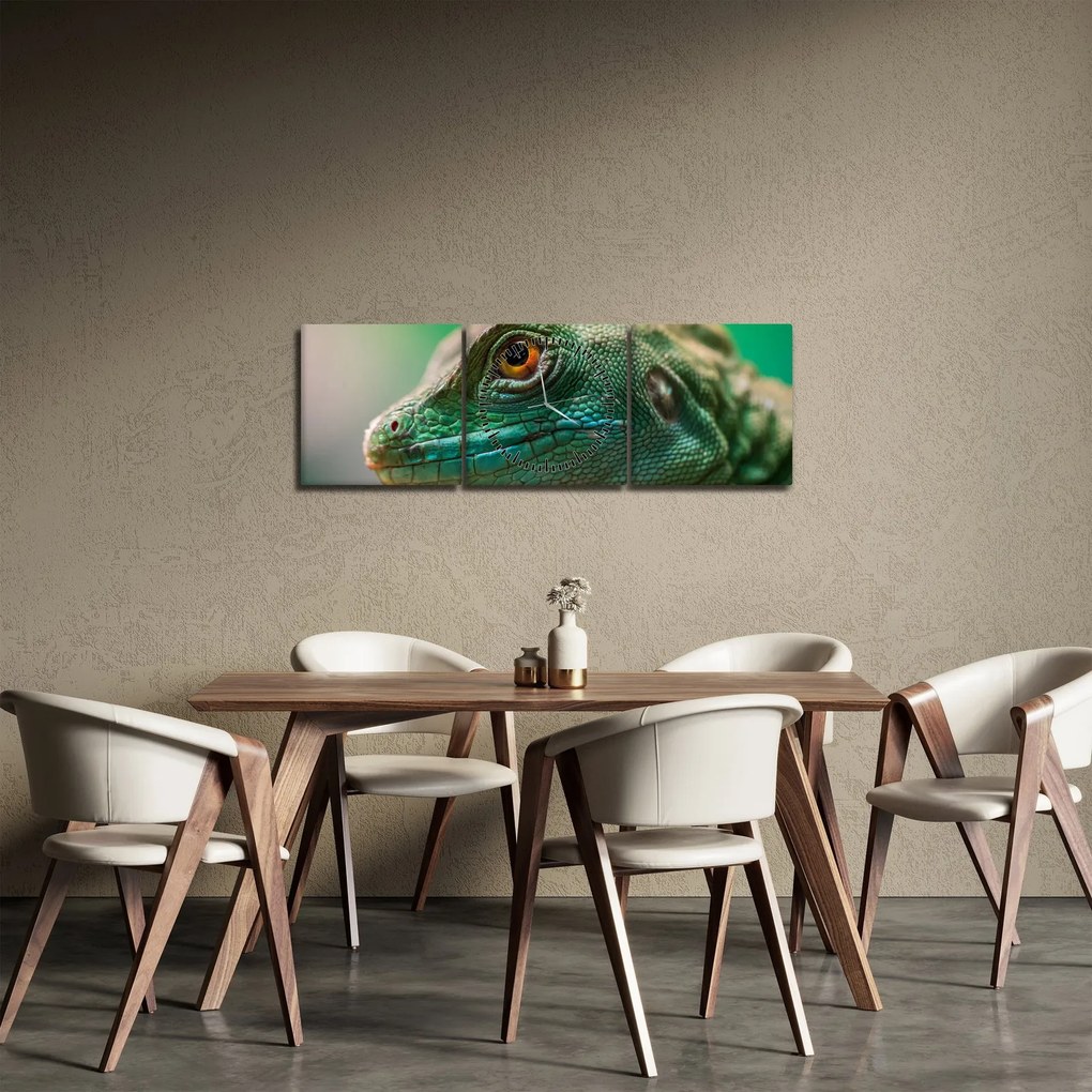 Detailný obraz jaštera (s hodinami) (90x30 cm)