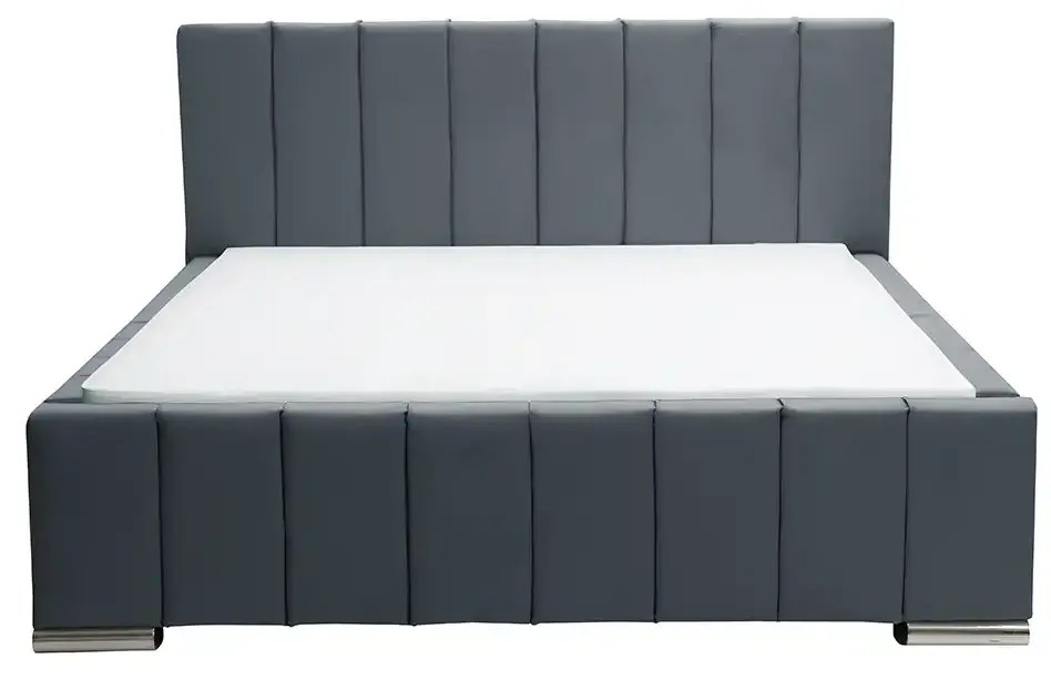 Čalúnená posteľ Sweet s matracom, roštom a úložným priestorom - Tmavo šedá - šírka 140cm
