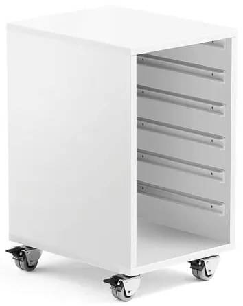 Drevená skrinka na plastové boxy IDA, 1 sekcia, 350x450x635 mm, biela