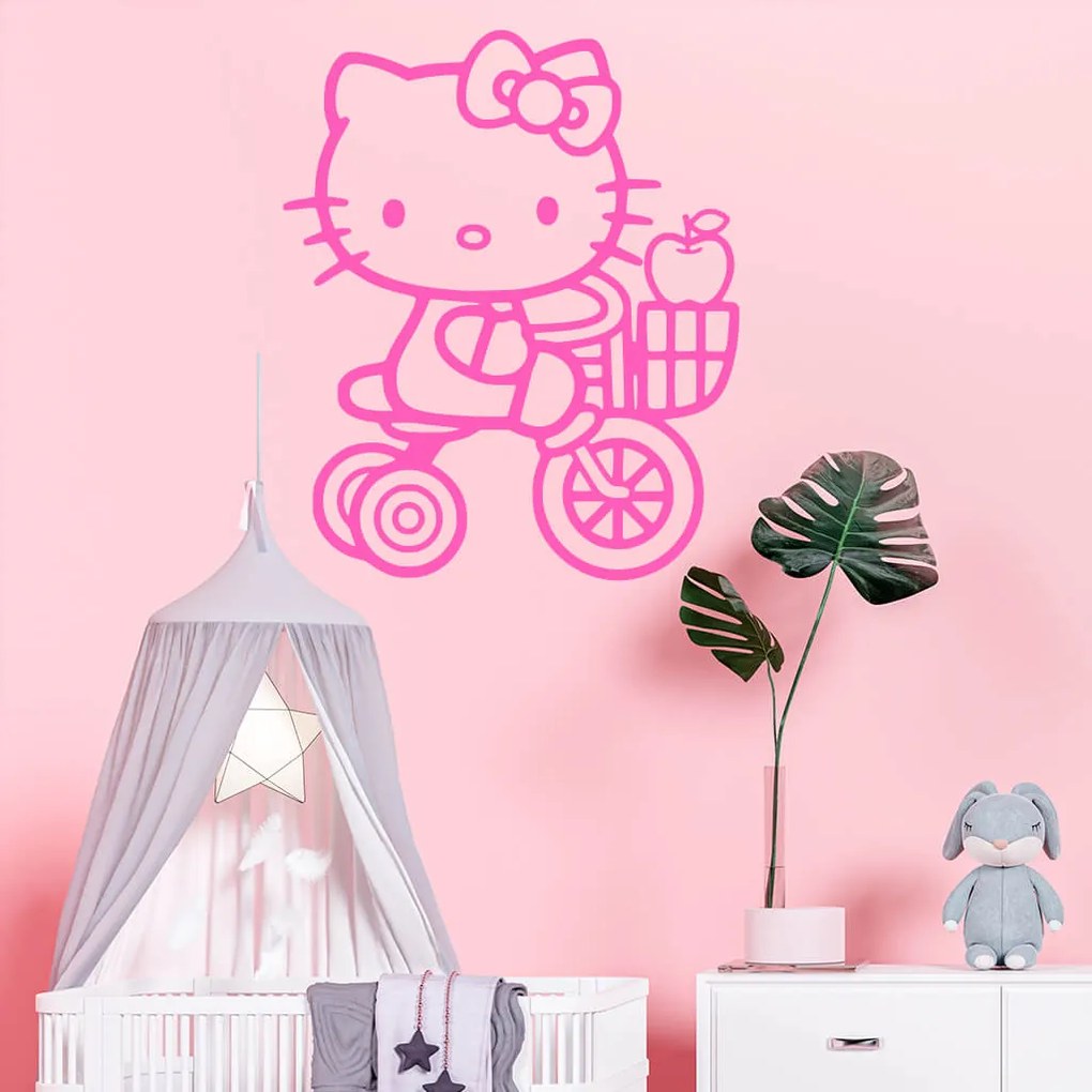 Veselá Stena Samolepka Mačička Hello Kitty Farba: černá, Veľkosť: 40 x 33 cm