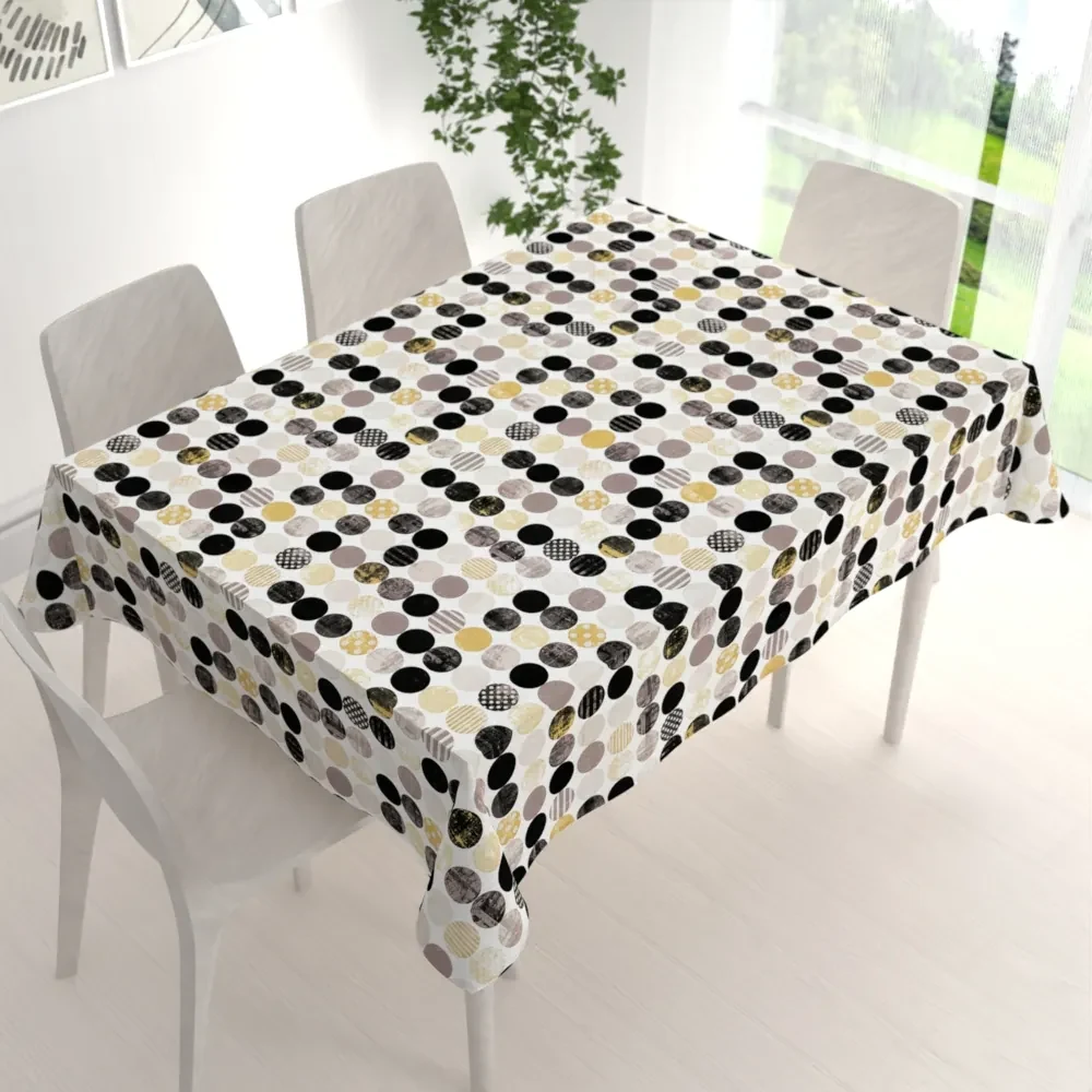 Biante Dekoračný obdĺžnikový obrus Leona LN-058 Zlaté a čierne guličky na bielom 100x160 cm