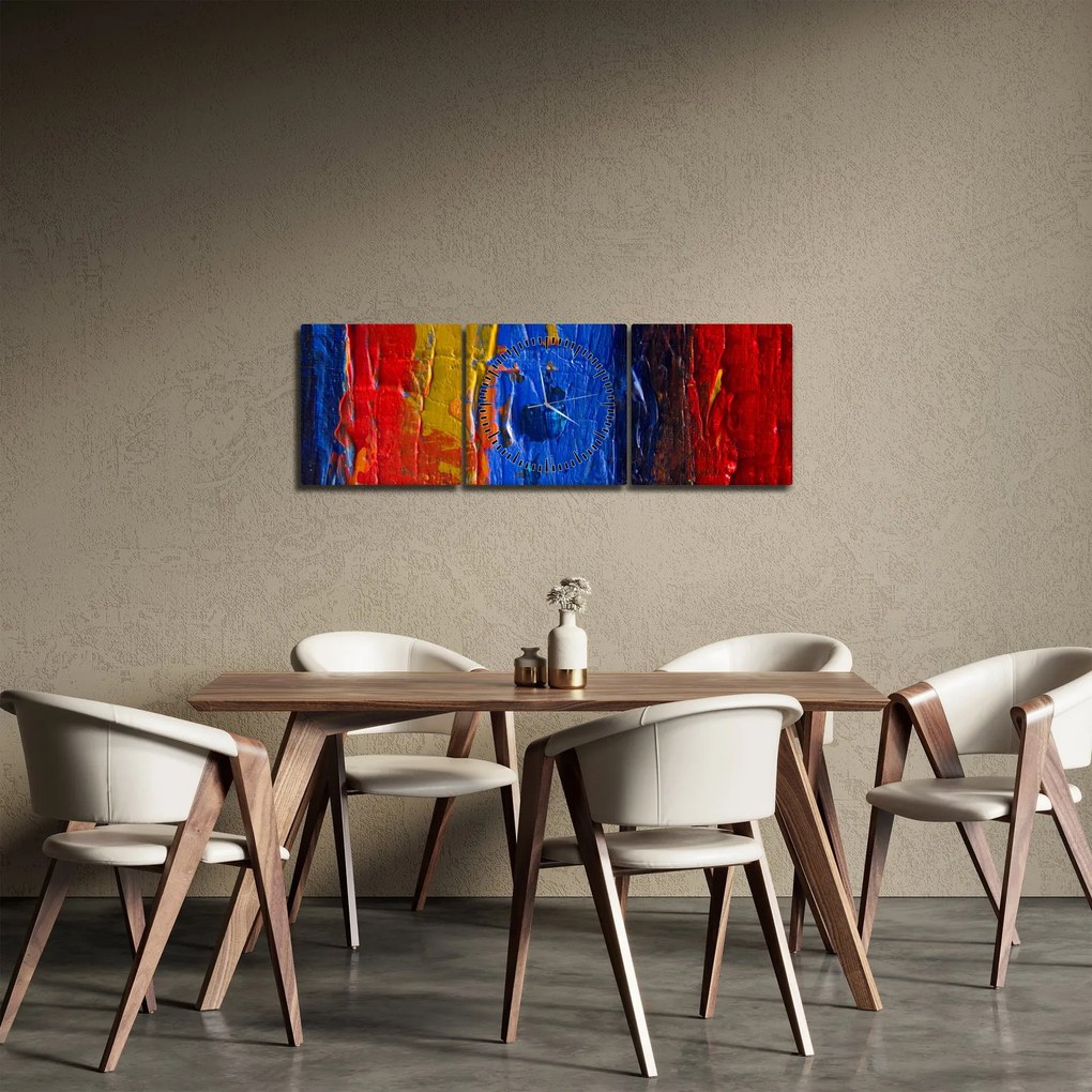 Obraz maliarskych farieb (s hodinami) (90x30 cm)