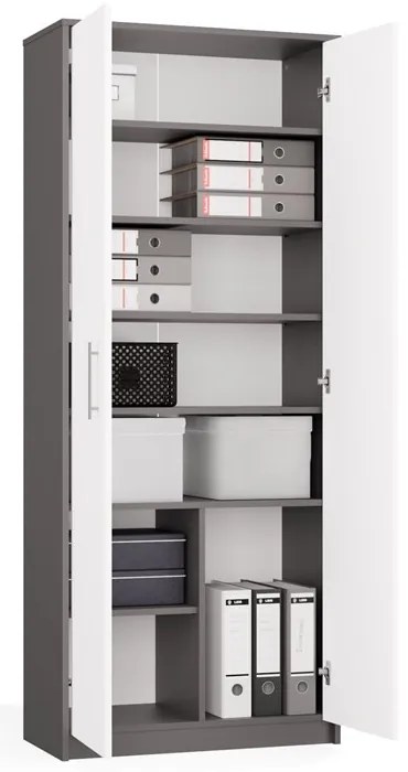 Kancelársky regál OLIV 2D antracit/biela