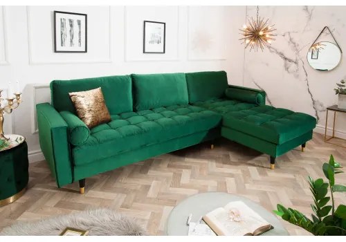 Rohová sedacia súprava 40274 Cozy - Zamat Smaragdovozelená  - Komfort-nábytok