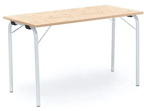 Skladací stôl NICKE, 1200x500x720 mm, linoleum - béžová, strieborná