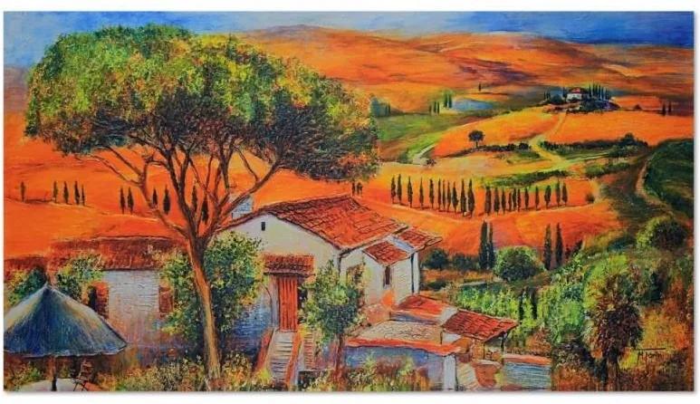 CARO Obraz na plátne - Village Among The Hills 40x30 cm