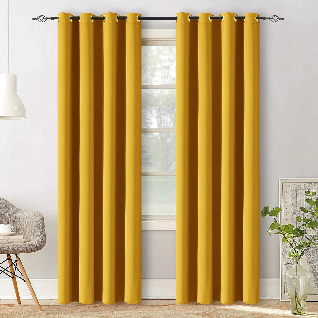 Žltý záves OXFORD 140x250 cm Zavesenie: Riasiaca páska