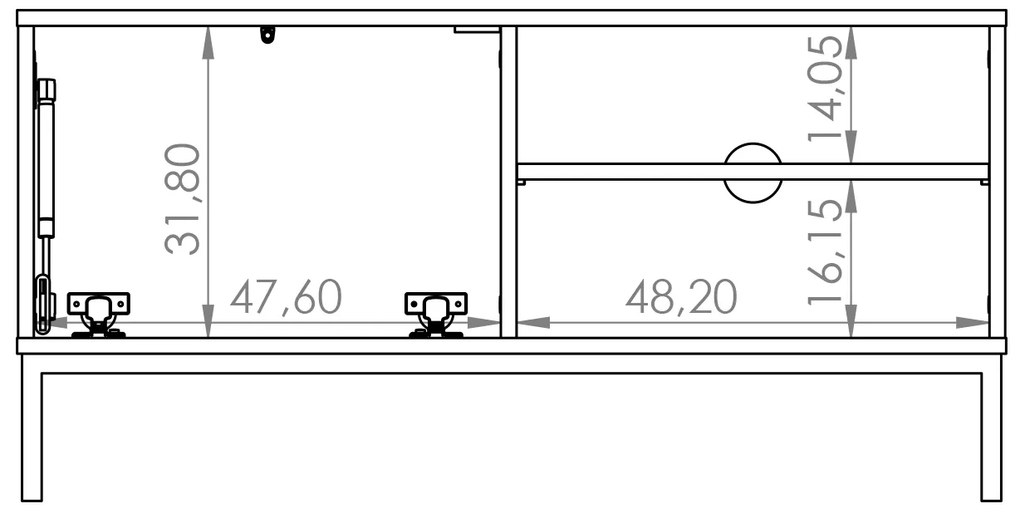 Tv stolík Quebec 1D (biela matná). Akcia -20%. Vlastná spoľahlivá doprava až k Vám domov. 1051871