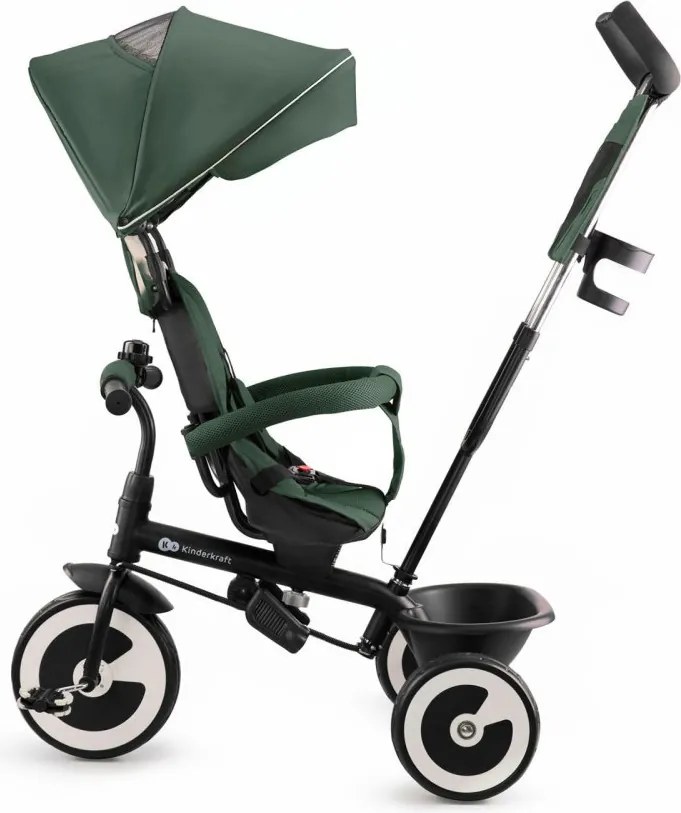 Detská trojkolka na tlačenie s otočným sedadlom ASTON – zelená