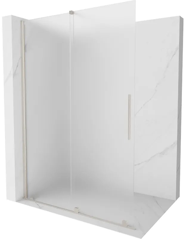 Mexen Velar, sprchová zástena s posuvnými dverami Walk-in 140 x 200 cm, 8mm sklo námraza, brúsená oceľ, 871-140-000-33-97