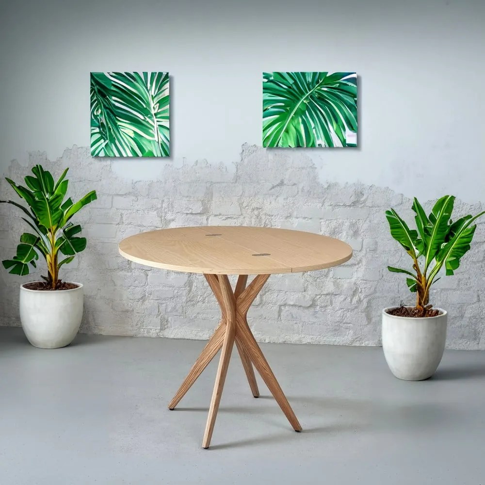 Okrúhly rozkladací jedálenský stôl s doskou v dekore jaseňového dreva 45x90 cm Jubi – Ragaba