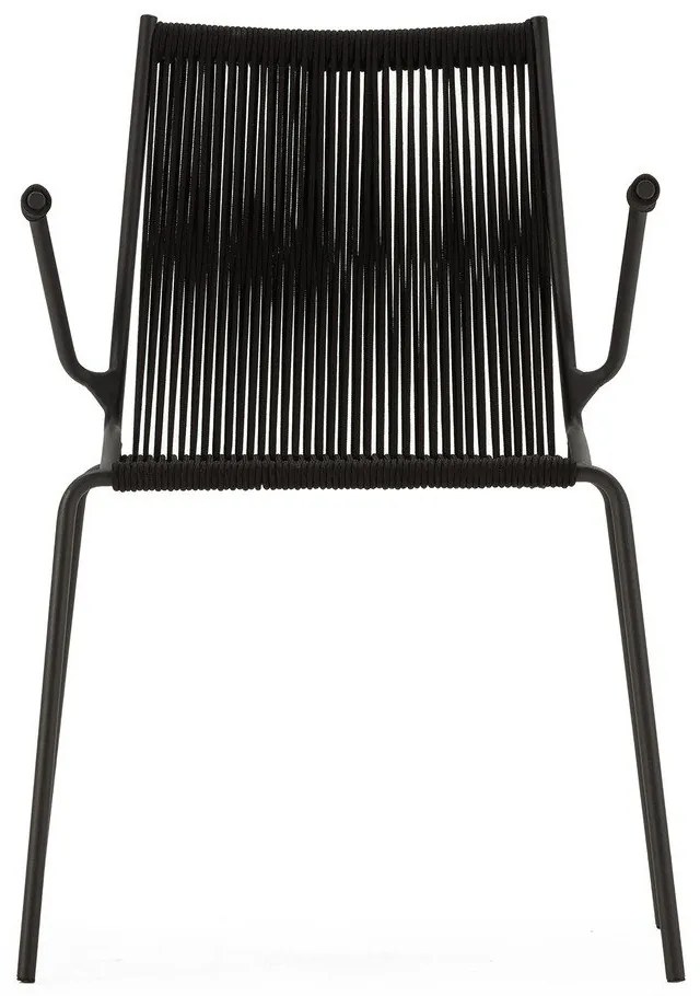 Čierne kovové jedálenské stoličky v súprave s podrúčkami/stohovateľné 2 ks Emily – Marckeric