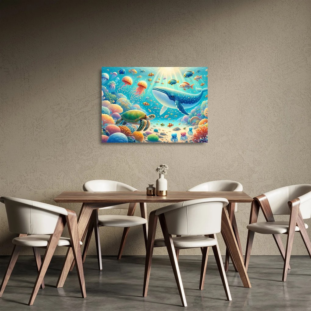 Sklenený obraz - Svet pod hladinou (70x50 cm)