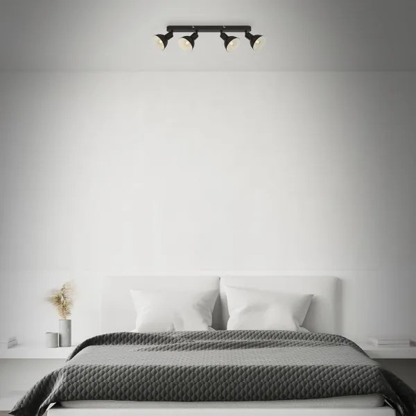 Brilo - Bodové svietidlo RETRO 4xE14/25W/230V čierna