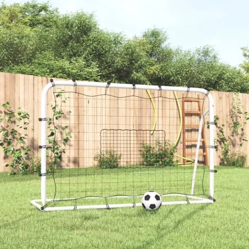 vidaXL Futbalová bránka so sieťou biela&čierna 184x61x123 cm oceľ&PE-