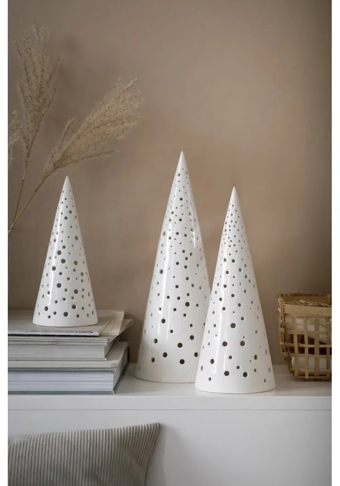 Biely vianočný svietnik z kostného porcelánu Kähler Design Nobili, výška 19 cm
