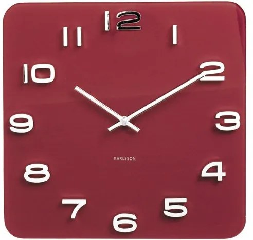 KARLSSON Nástenné hodiny Vintage štvorcové červené 35 × 35 cm