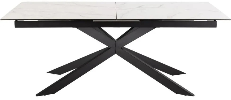 Jedálenský rozkladací stôl Irwine 200/240 cm biely mramor/čierny