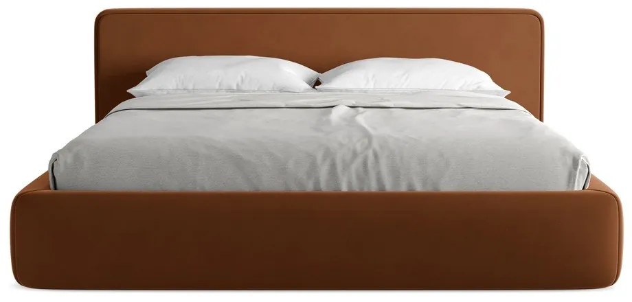 Čalúnená dvojlôžková posteľ v terakotovej farbe s úložným priestorom s roštom 180x200 cm Kiana – Makamii